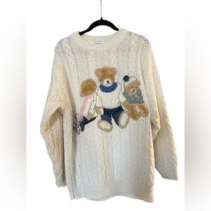 Together Cream Sweater with Bear Design